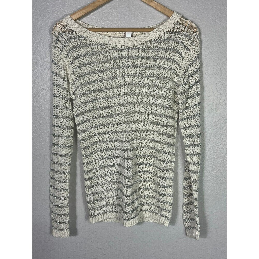 Banana Republic‎ Women's Sweater Sz XS Gray Pullover Striped N71